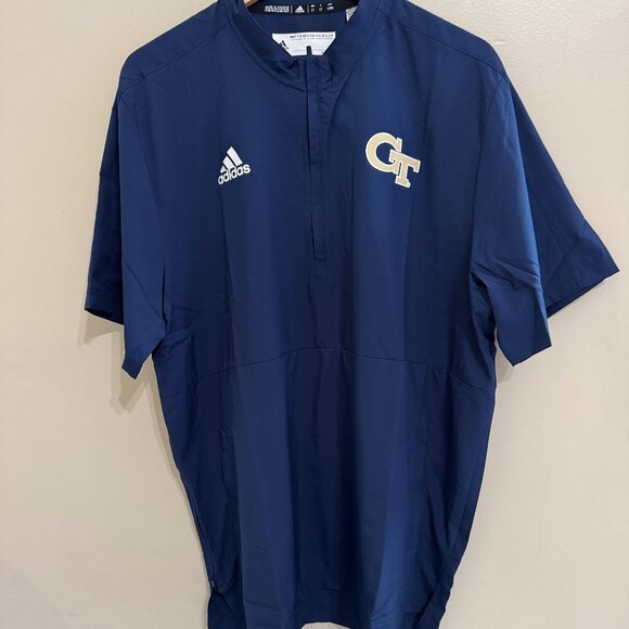 Adidas Georgia Tech Yellow Jackets 1/4 Zip Team Issue Jacket Mens H48238 NEW - Picture 1 of 9